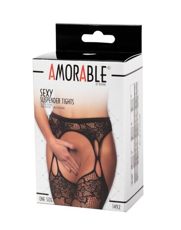 Amorable by Rimba Amorable by Rimba - Suspender Tights - One Size - Black