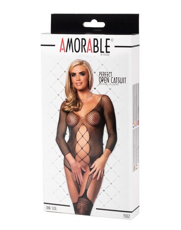 Amorable by Rimba Open catsuit - One size - Zwart Amorable by Rimba Open catsuit - One size - Zwart