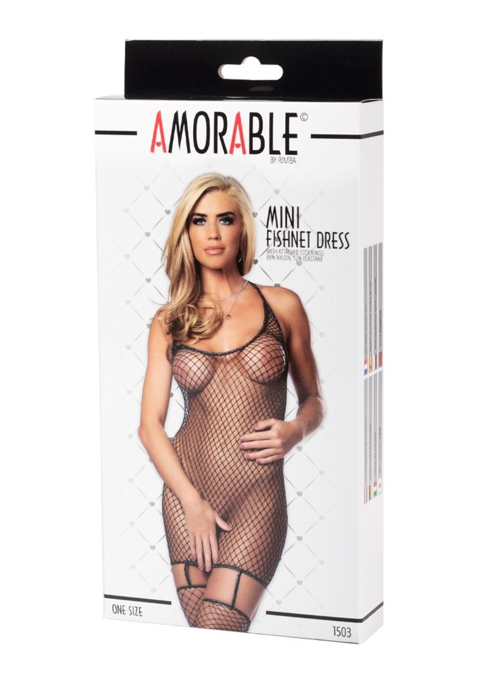 Amorable by Rimba Netjurk met aangehechte kousen - One Size - Zwart/Zilver