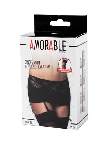 Amorable by Rimba Amorable by Rimba - Panty mit Strapsen und Strümpfen - One Size - Schwarz