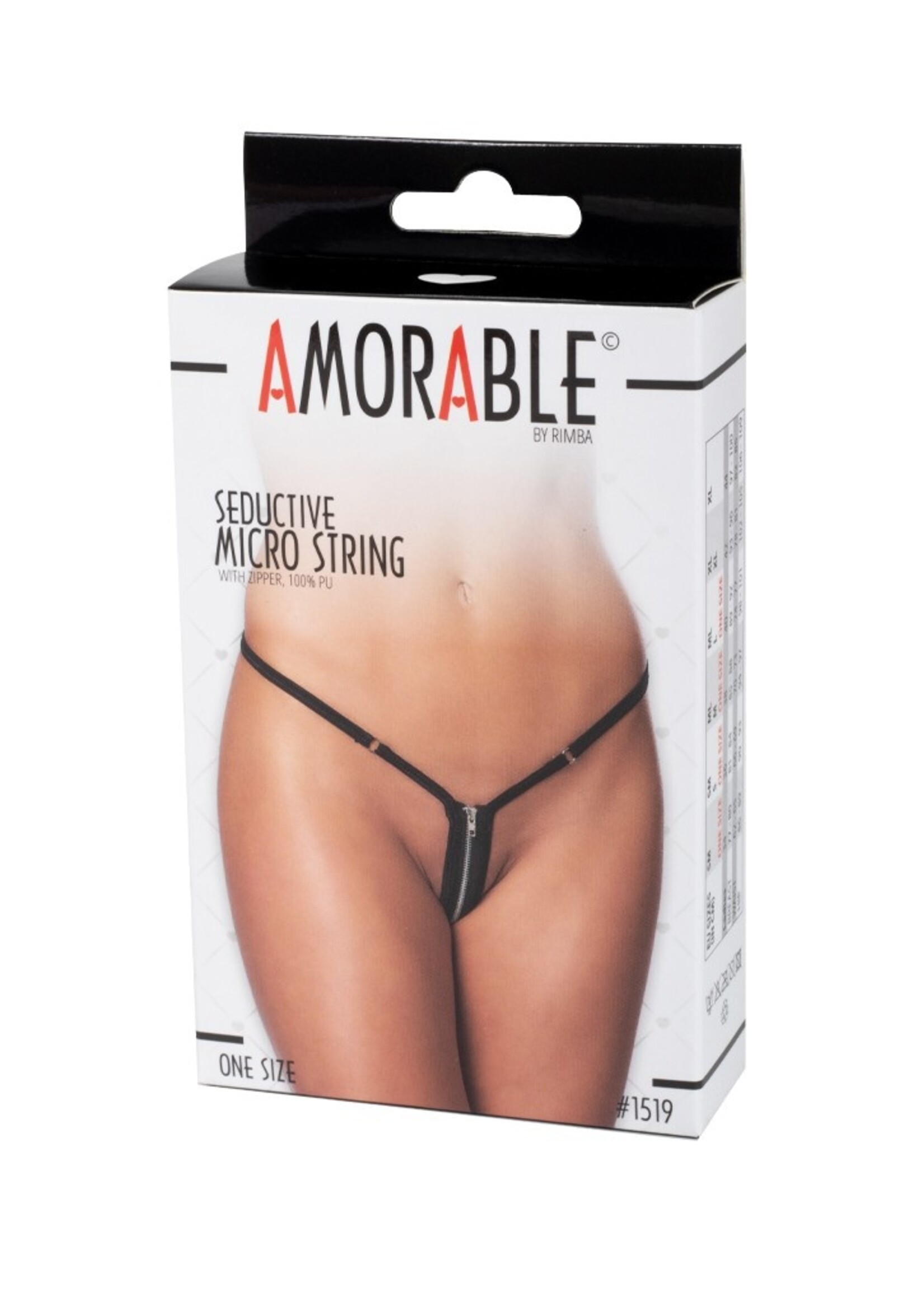 Amorable by Rimba Mini G-String mit Reißverschluss - One Size - Schwarz