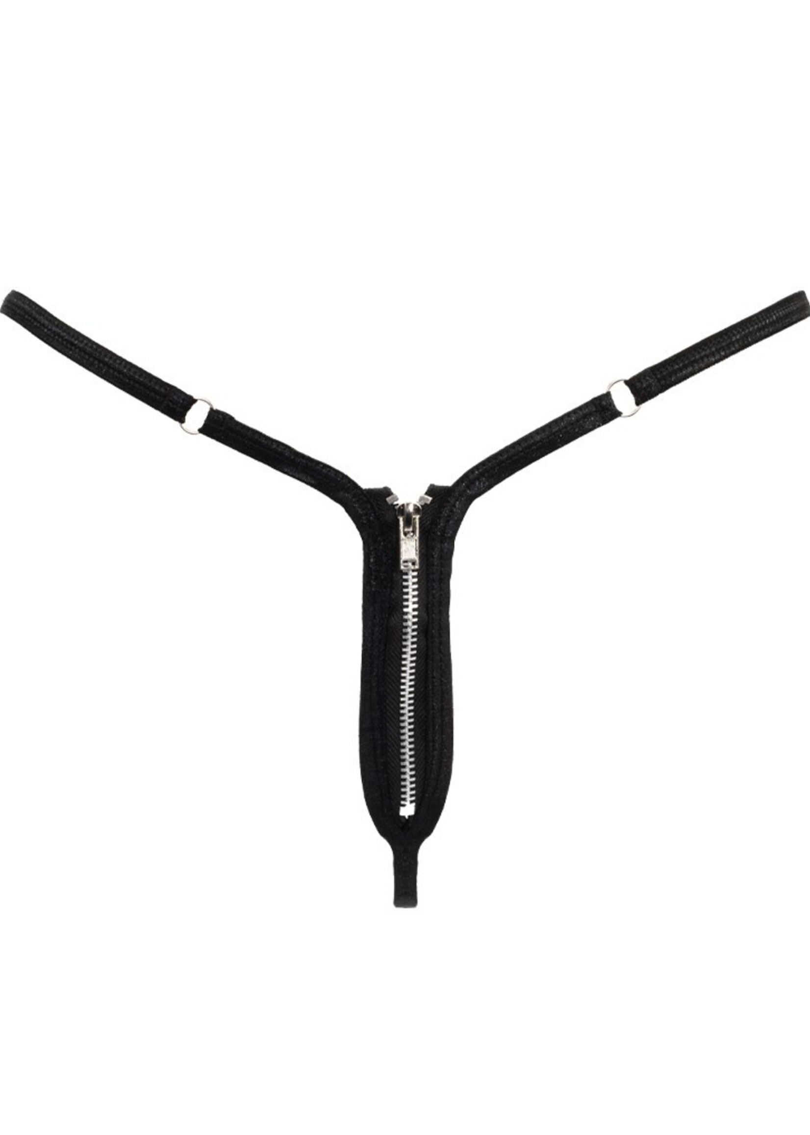 Amorable by Rimba Mini G-String mit Reißverschluss - One Size - Schwarz