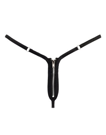 Amorable by Rimba Mini G-String mit Reißverschluss - One Size - Schwarz
