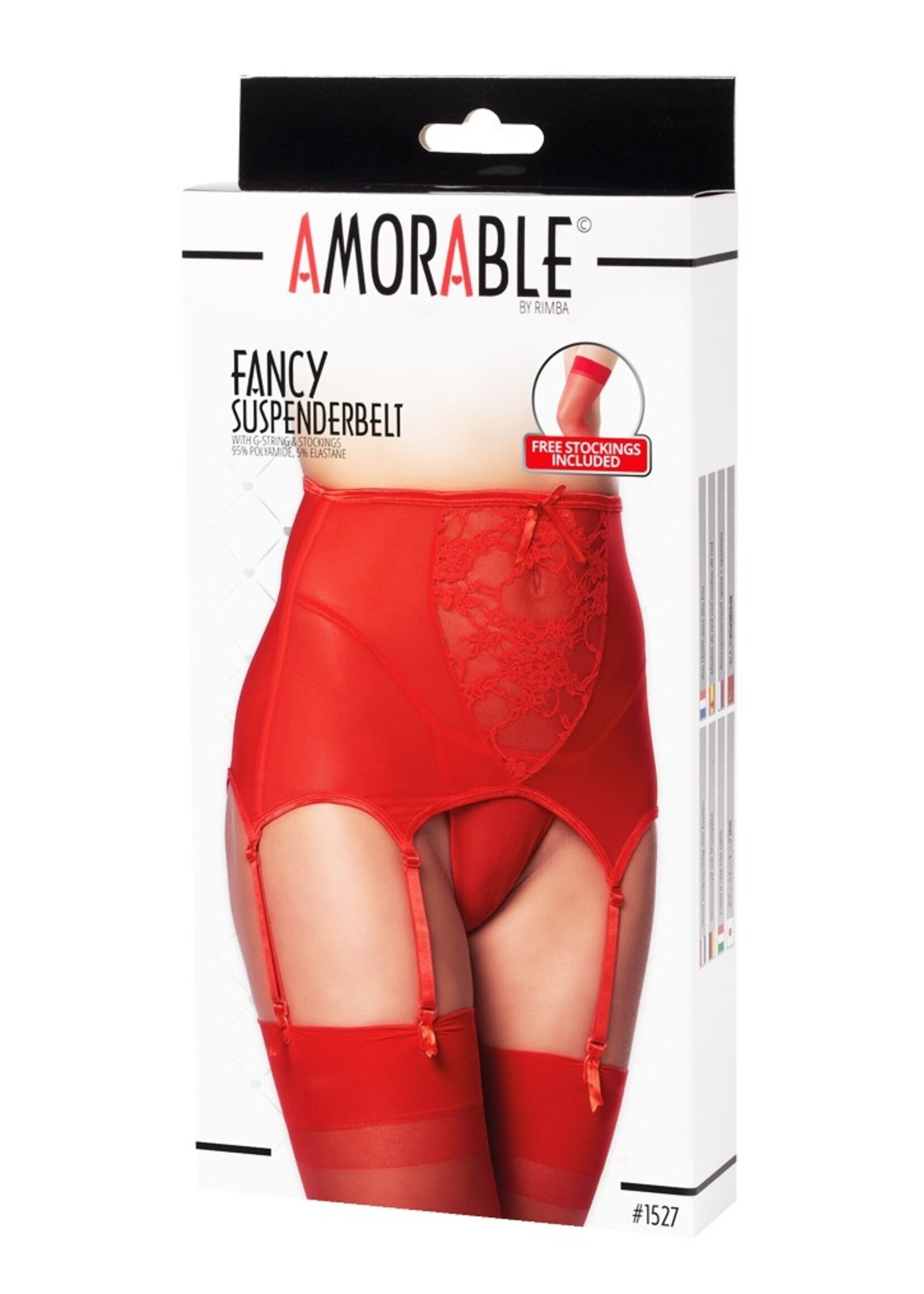 Amorable by Rimba Porte-jarretelles avec string et bas - Rouge