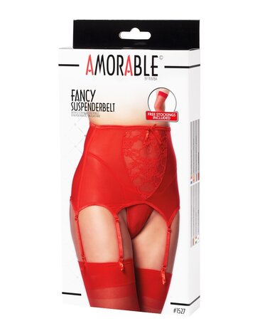 Amorable by Rimba Jarretelgordel met string en kousen - Rood