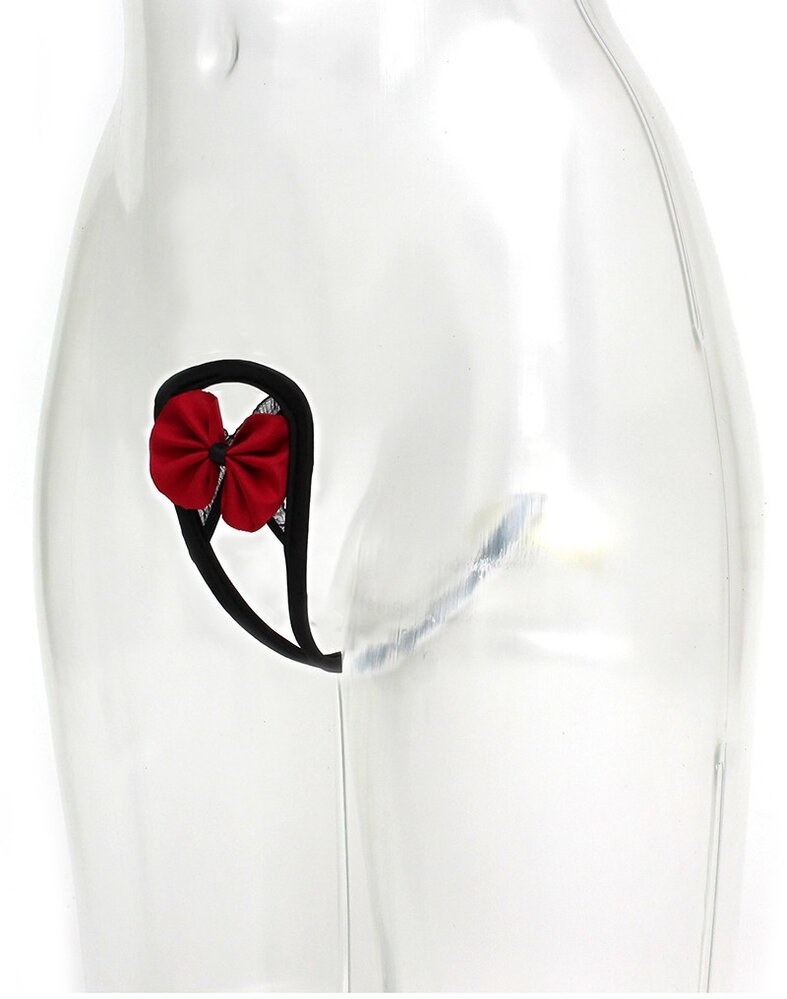 Amorable by Rimba Trägerloser Tanga - One Size - Schwarz / Rot