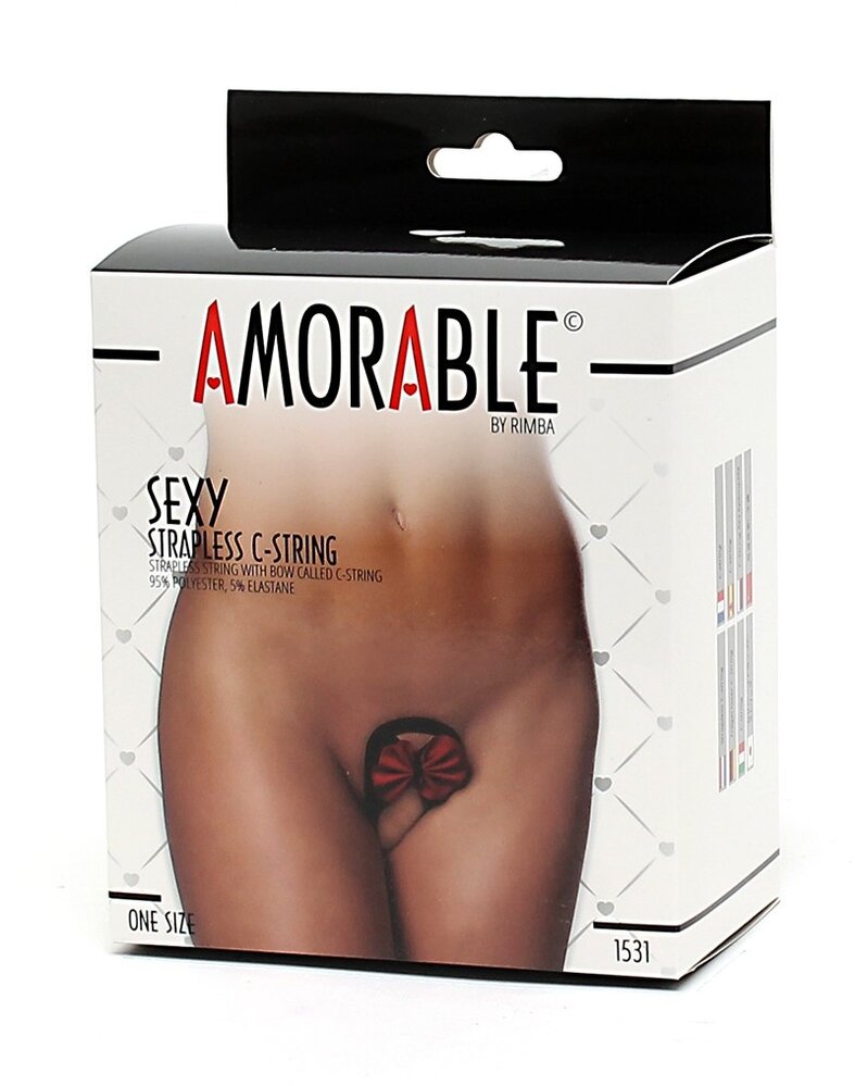 Amorable by Rimba Trägerloser Tanga - One Size - Schwarz / Rot