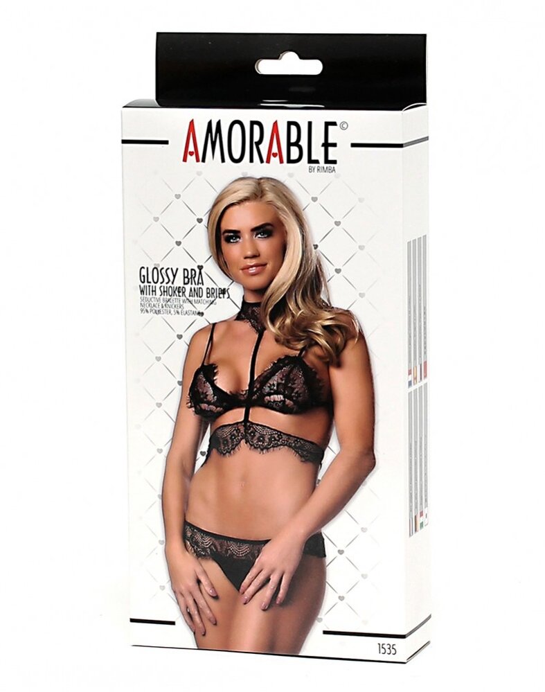 Amorable by Rimba Amorable by Rimba - Soutien-Gorge avec slip et tour de cou assortis - Noir