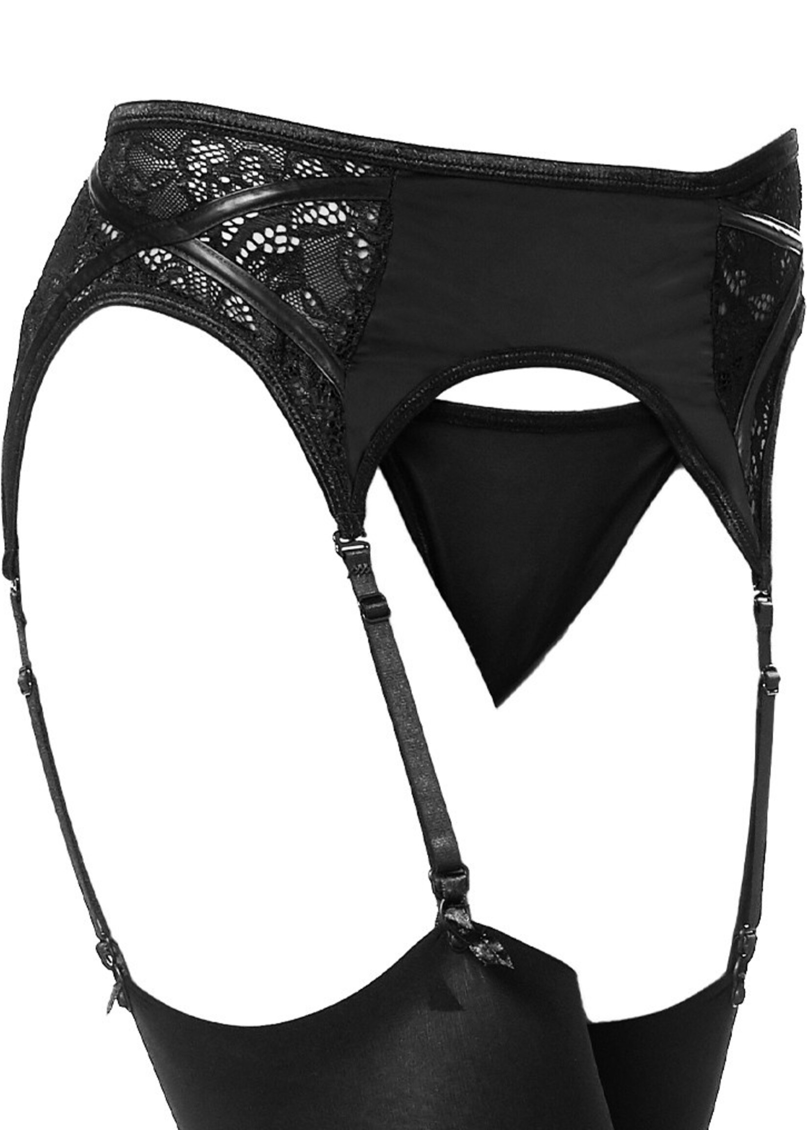 Amorable by Rimba Jarretelset met slip en kousen - One Size - Zwart