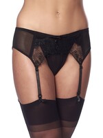 Amorable by Rimba Jarretel met G-string en Kousen - One Size - Zwart / Rood