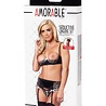 Amorable by Rimba Soutien-Gorge 1/2 tasse avec string, porte-jarretelles et bas - Noir / Blanc