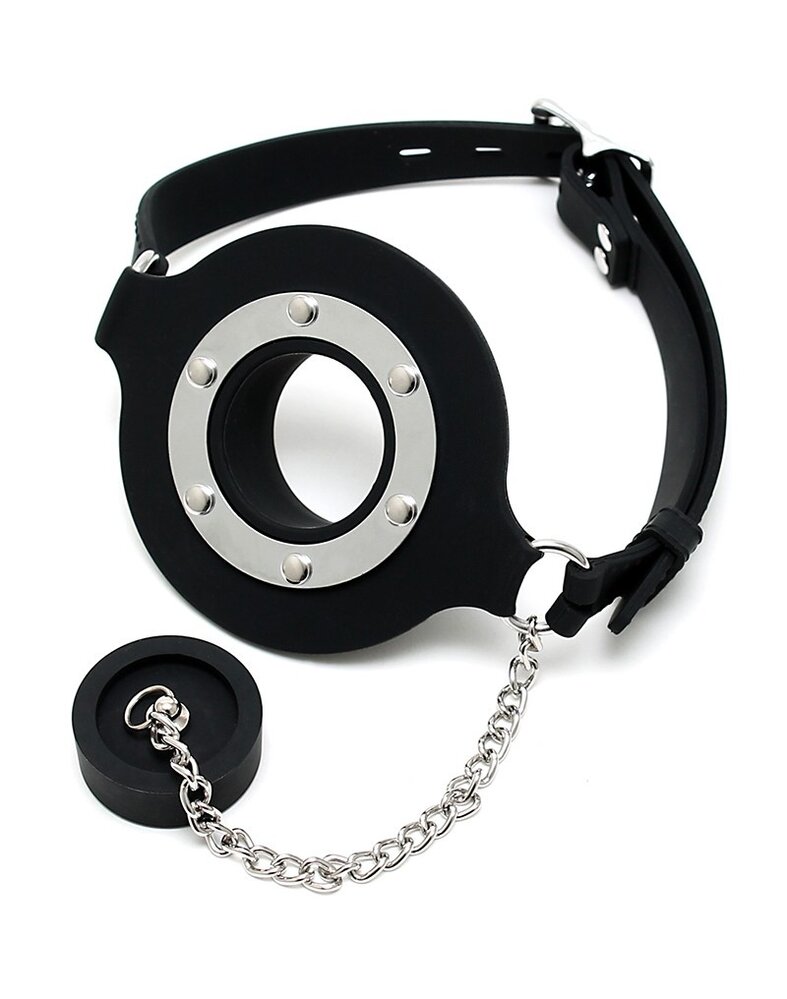 Rimba Latex Play Rimba Latex Play Silicone Mouth Gag with Plug – Open Gag in Black