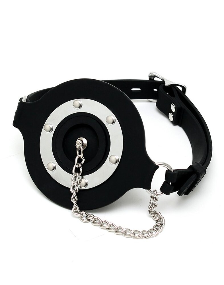 Rimba Latex Play Rimba Latex Play Silicone Mouth Gag with Plug – Open Gag in Black