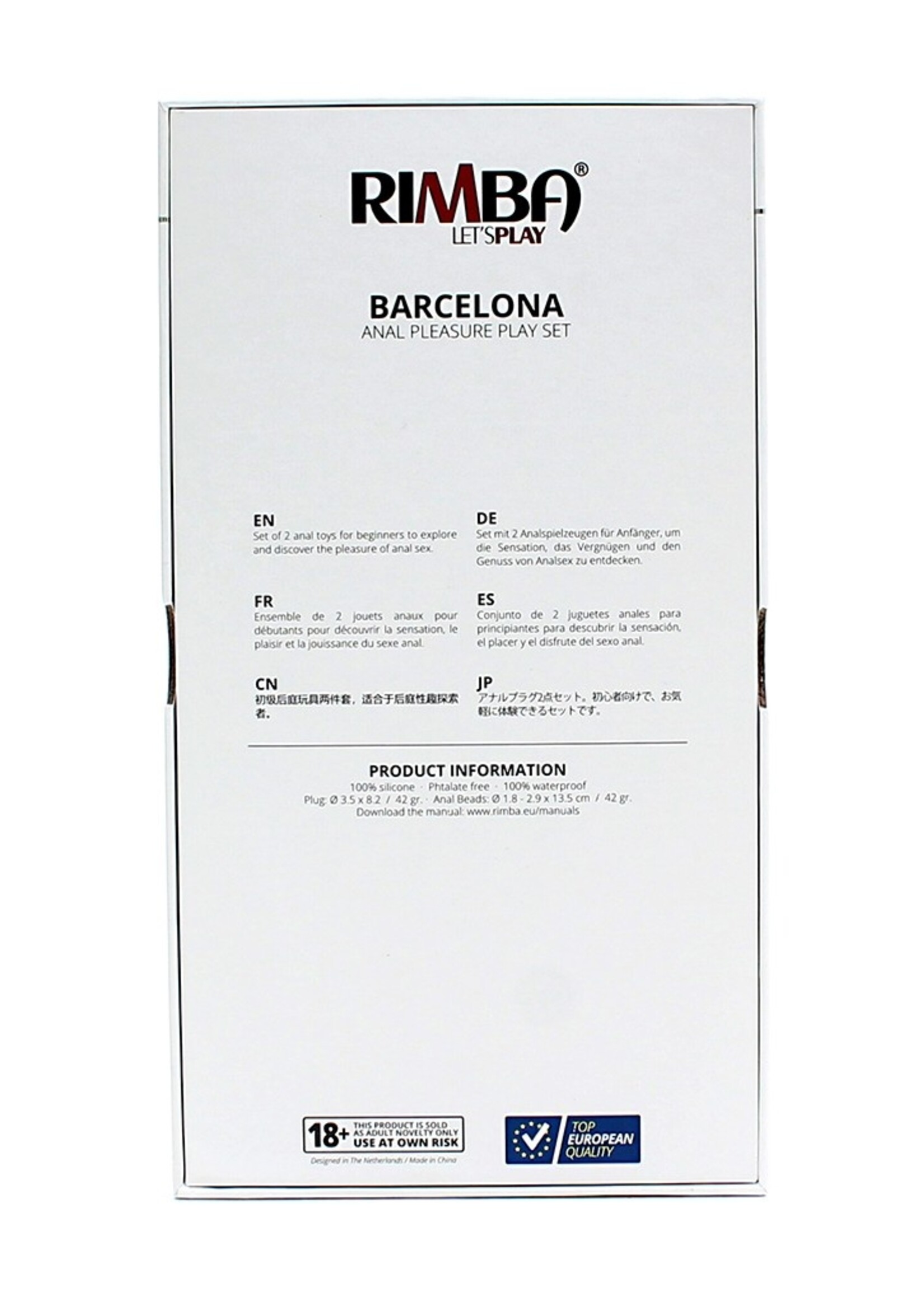 Rimba Toys Barcelona anal toys - Ø 3.5 x 8.2 cm / Ø 1.8-2.9 x 13.5 cm