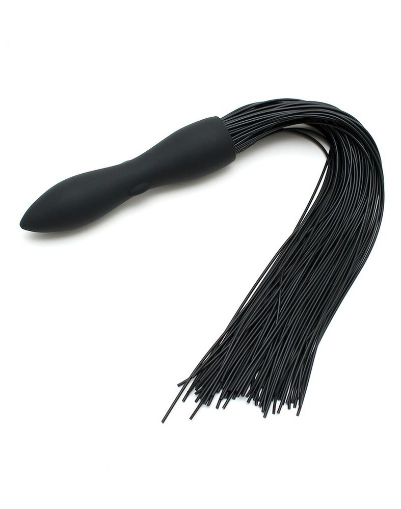 Rimba Latex Play Rimba Latex Play Peitsche mit vibrierendem Dildo – Schwarz Silikon - 48cm