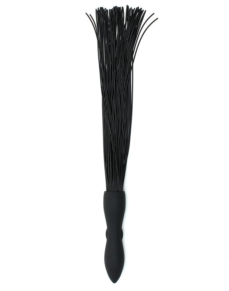 Rimba Latex Play Rimba Latex Play Peitsche mit vibrierendem Dildo – Schwarz Silikon - 48cm