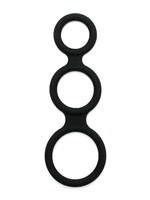 Rimba Latex Play Triple Cock Ring - Zwart