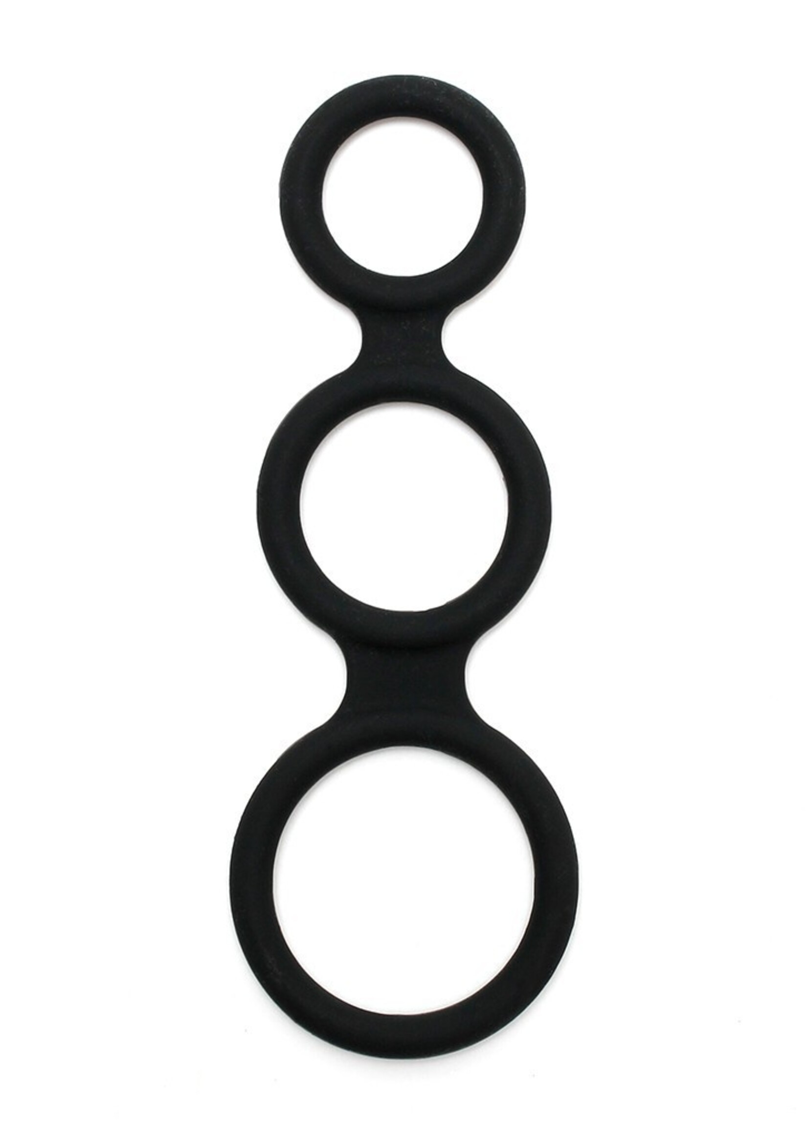 Rimba Latex Play Rimba Triple Penis Ring Zwart - Siliconen