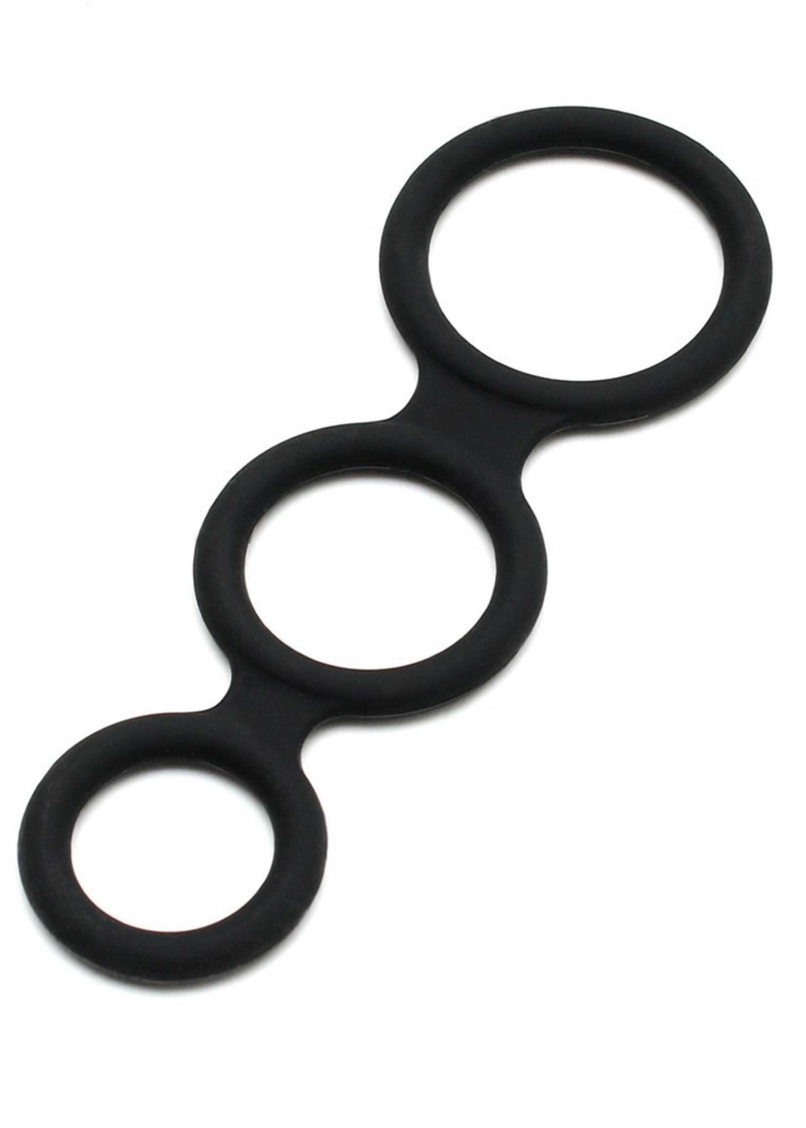 Rimba Latex Play Rimba Triple Penis Ring Zwart - Siliconen