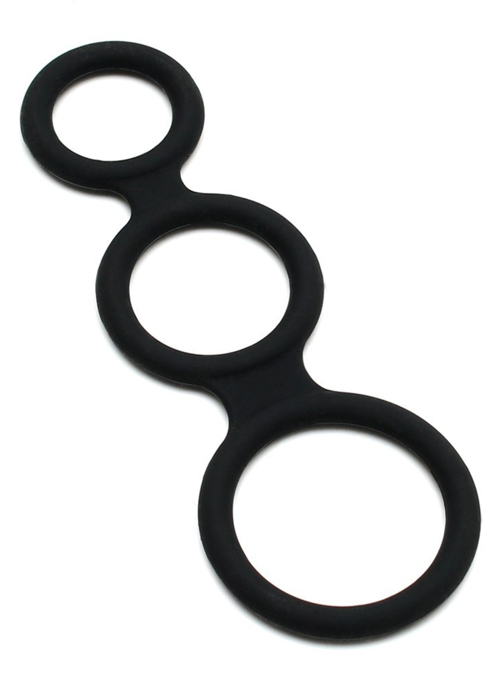 Rimba Latex Play Rimba Triple Penis Ring Zwart - Siliconen