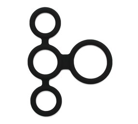 Rimba Latex Play Quatro Cock Ring and Ball Splitter - Black Rimba Latex Play Quatro Cock Ring and Ball Splitter - Black