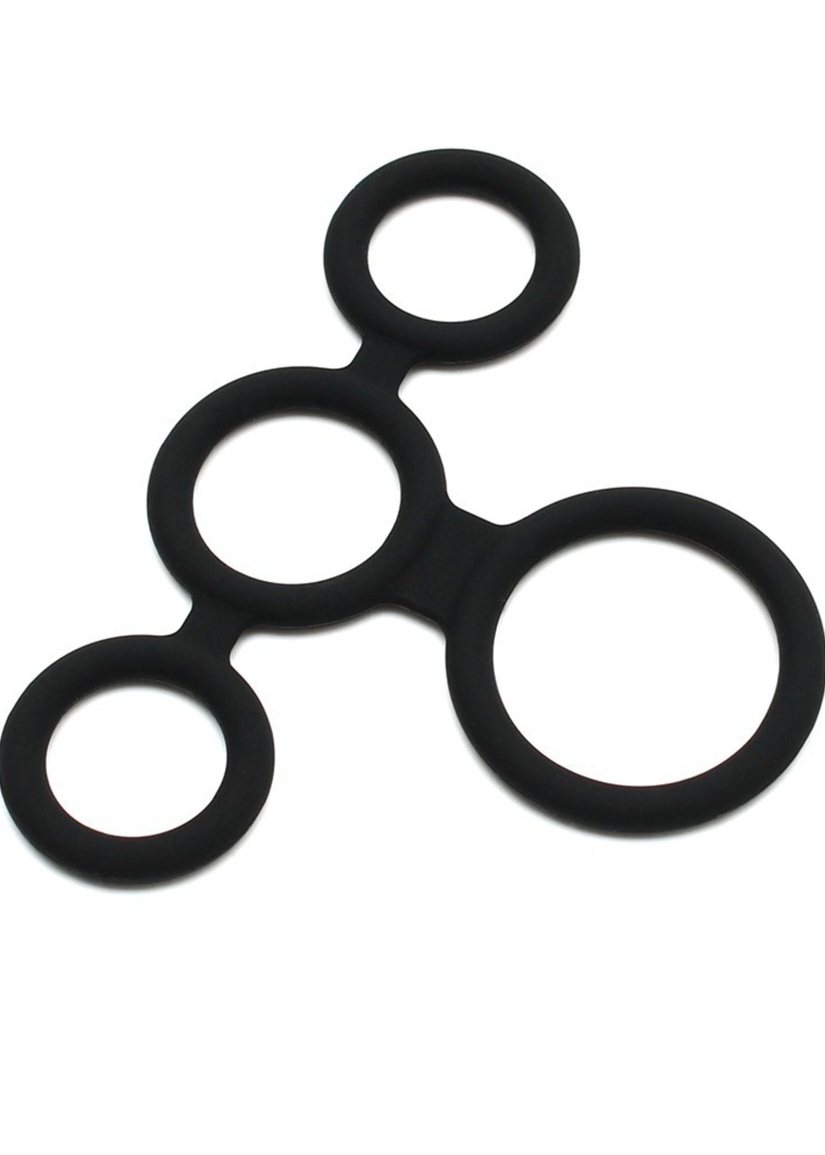Rimba Latex Play Rimba Quatro penisring en balsplitter – zwarte siliconen