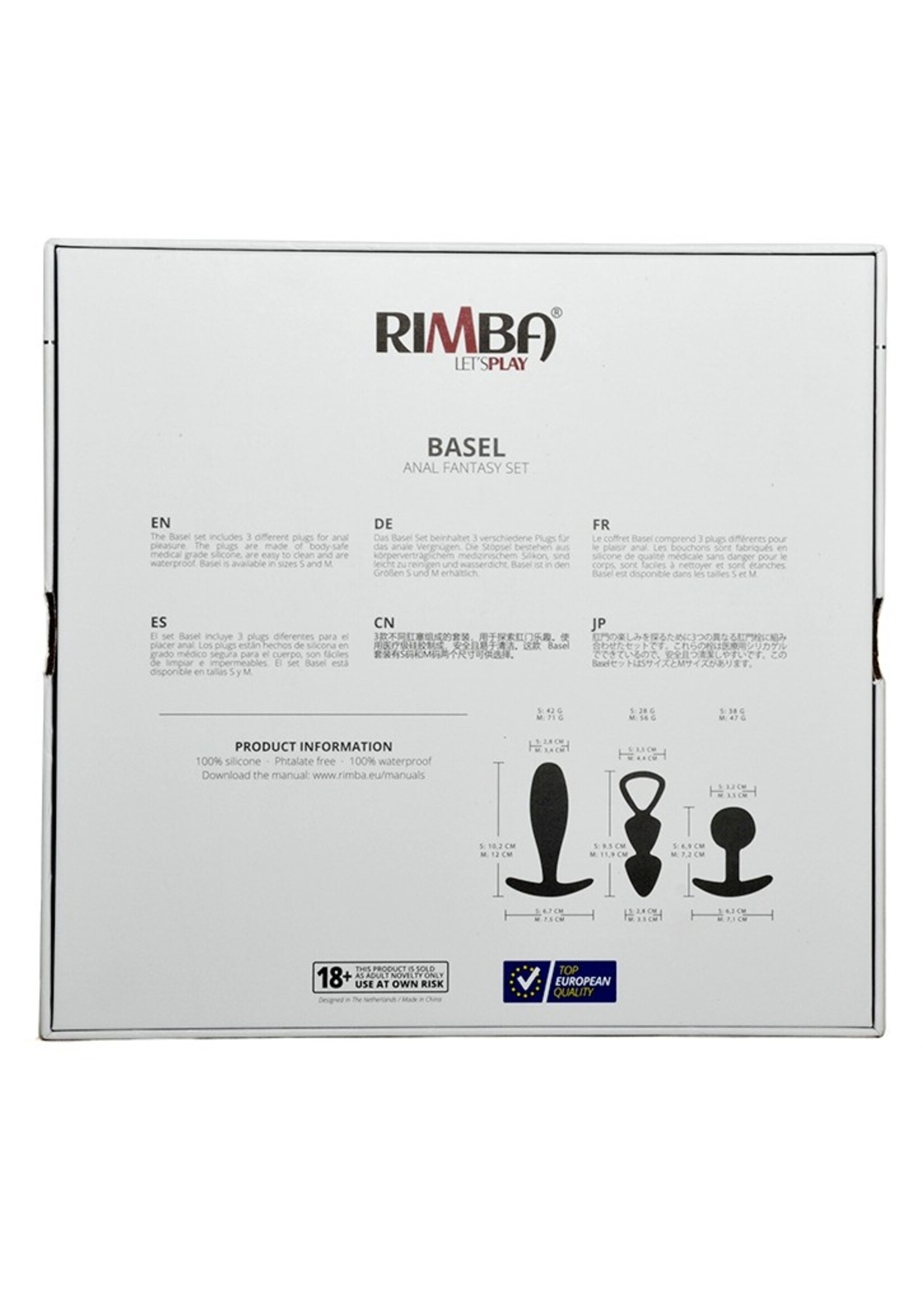 Rimba Toys Basel – Anale plugset S 6,9-10,2 cm Ø2,8-3,2 cm
