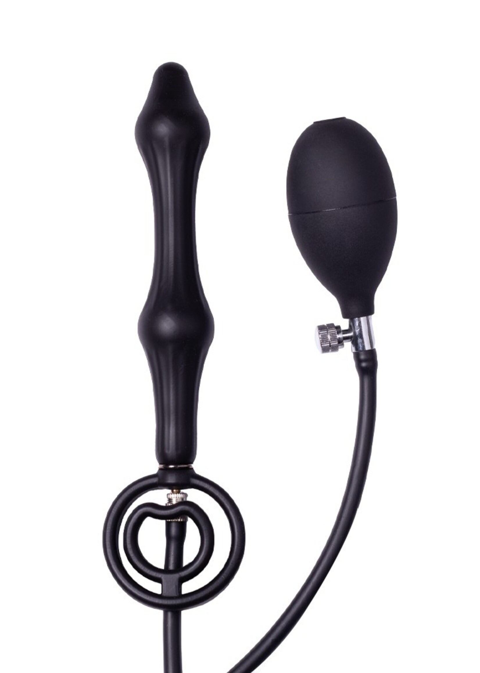 Rimba Latex Play Plug anal gonflable avec double ballon et pompe - Noir