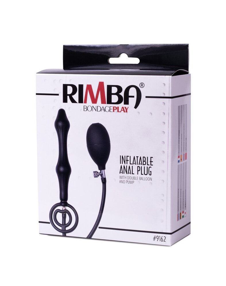 Rimba Latex Play Aufblasbarer Analplug mit Doppelballon und Pumpe - Schwarz