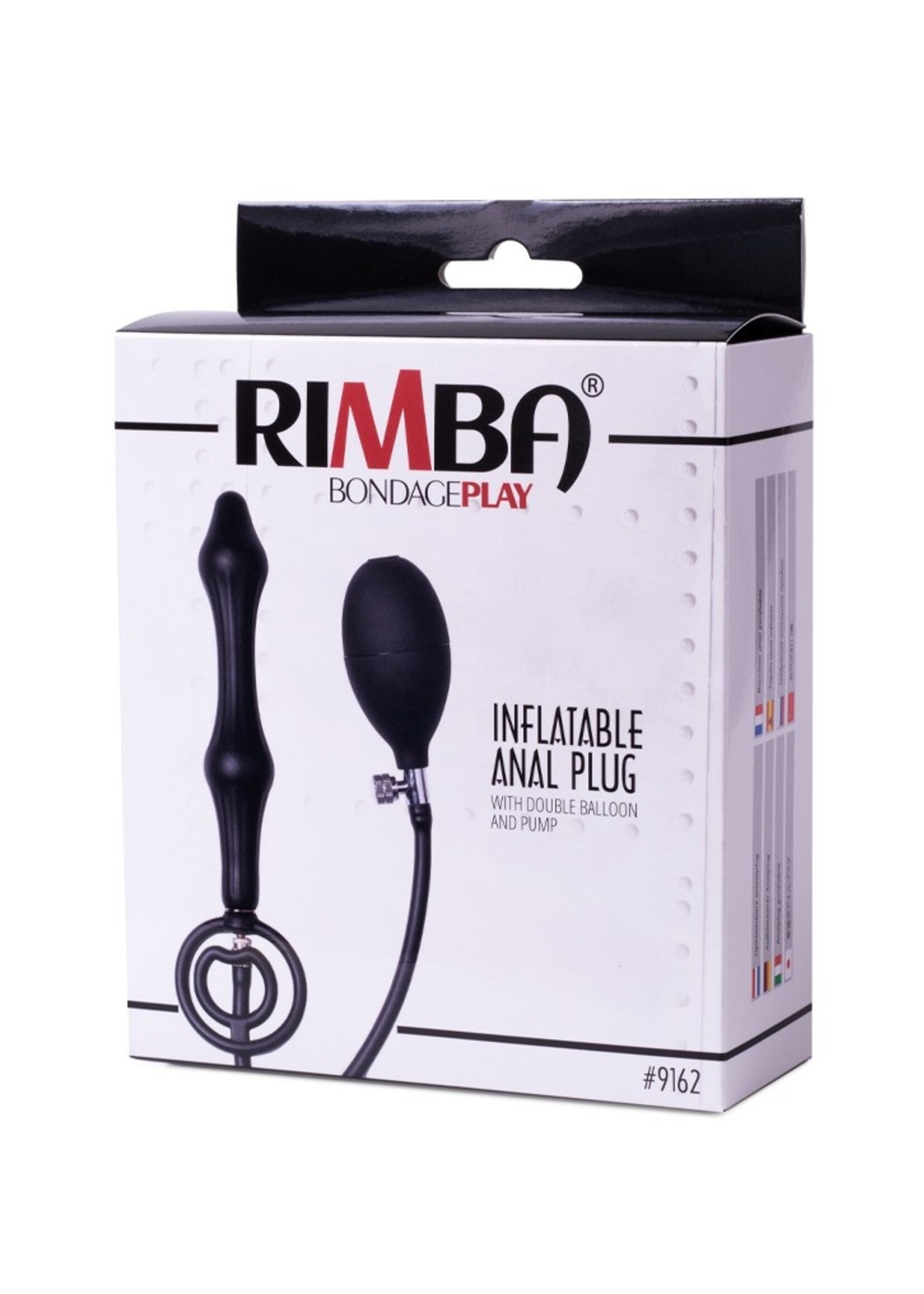 Rimba Latex Play Opblaasbare anaalplug met dubbele ballon en pomp - Zwart