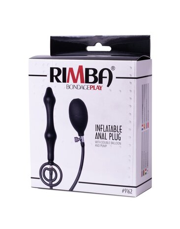 Rimba Latex Play Plug anal gonflable avec double ballon et pompe - Noir