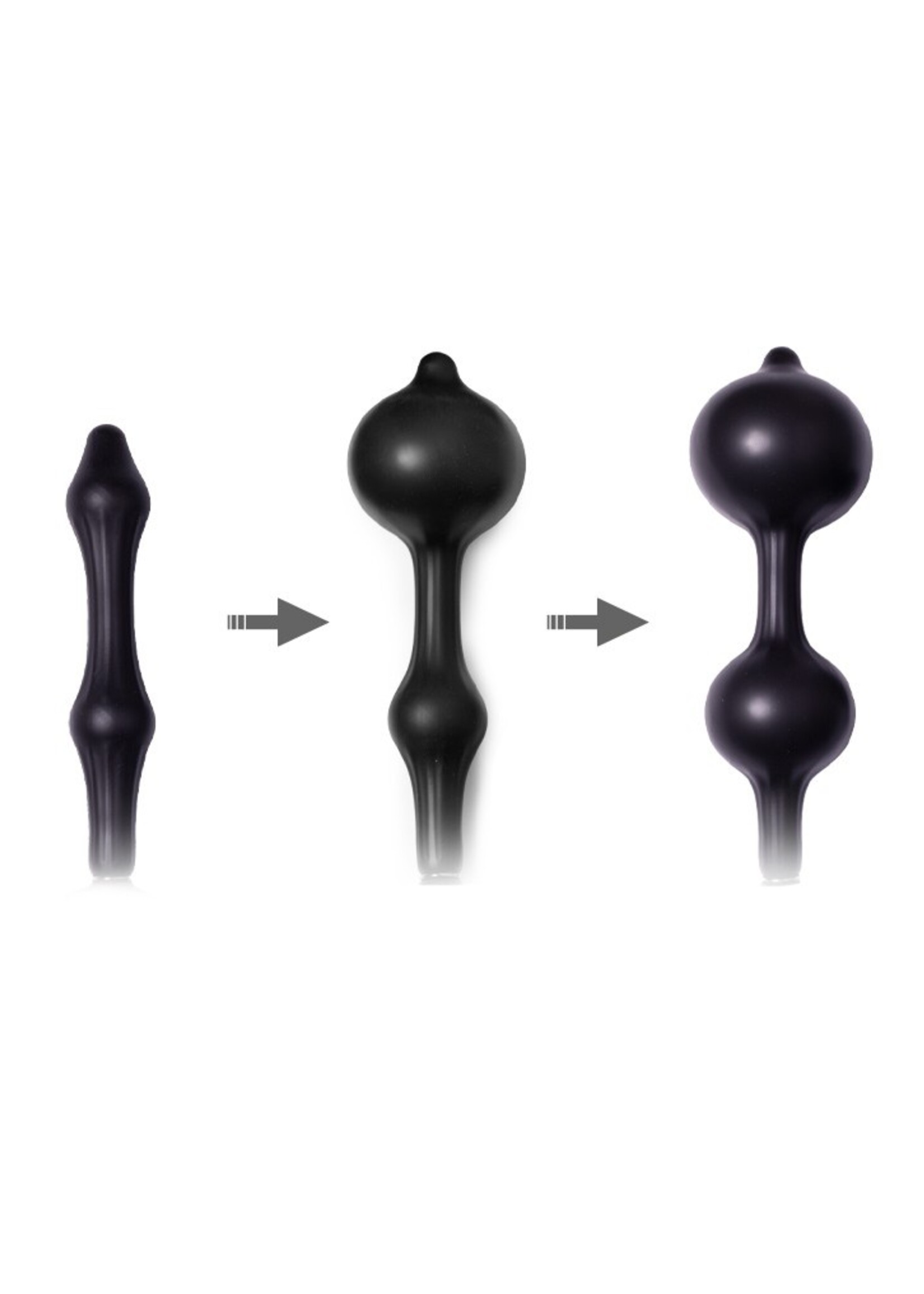 Rimba Latex Play Opblaasbare anaalplug met dubbele ballon en pomp - Zwart