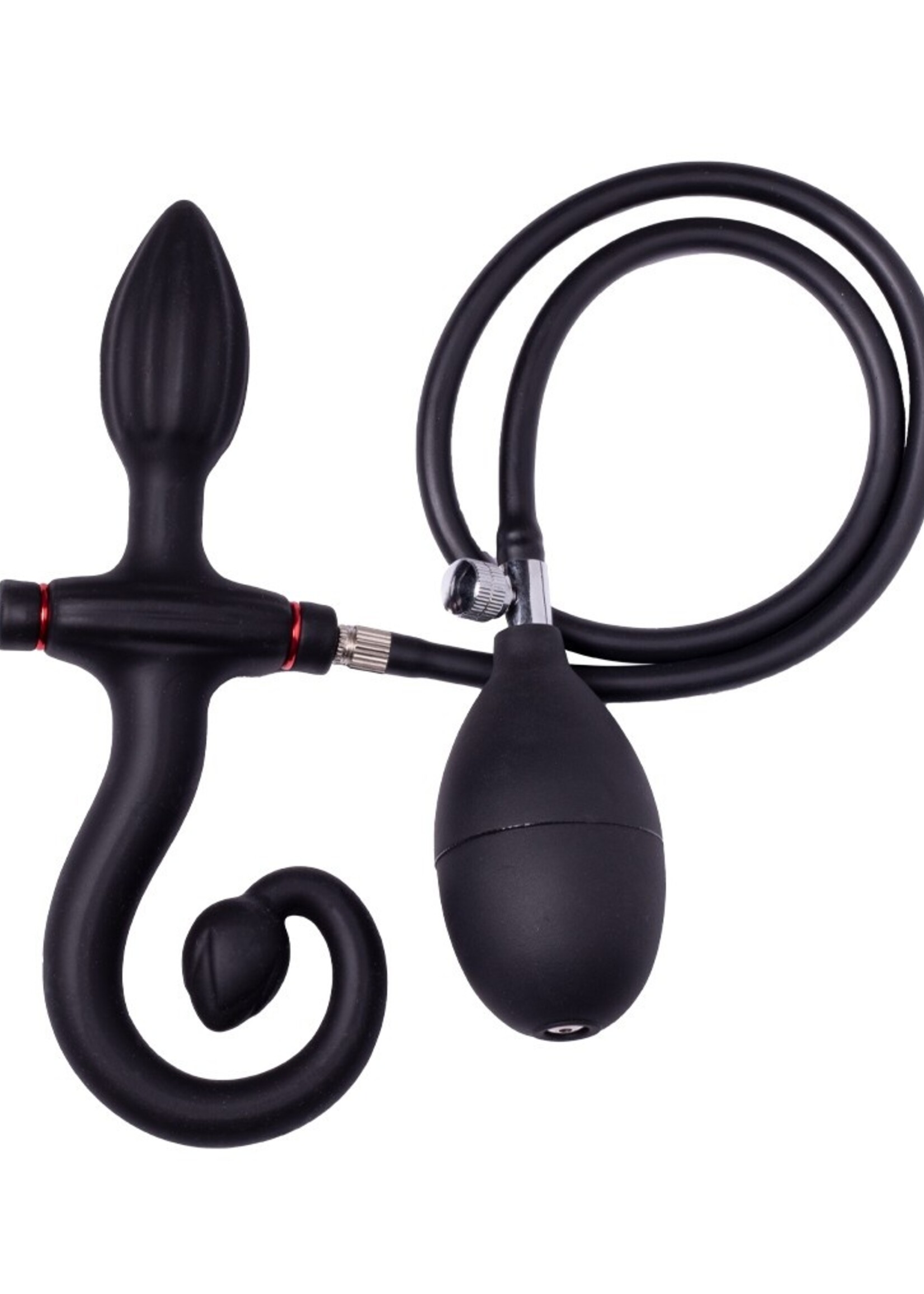 Rimba Latex Play Plug anal gonflable avec poignée et pompe - Noir