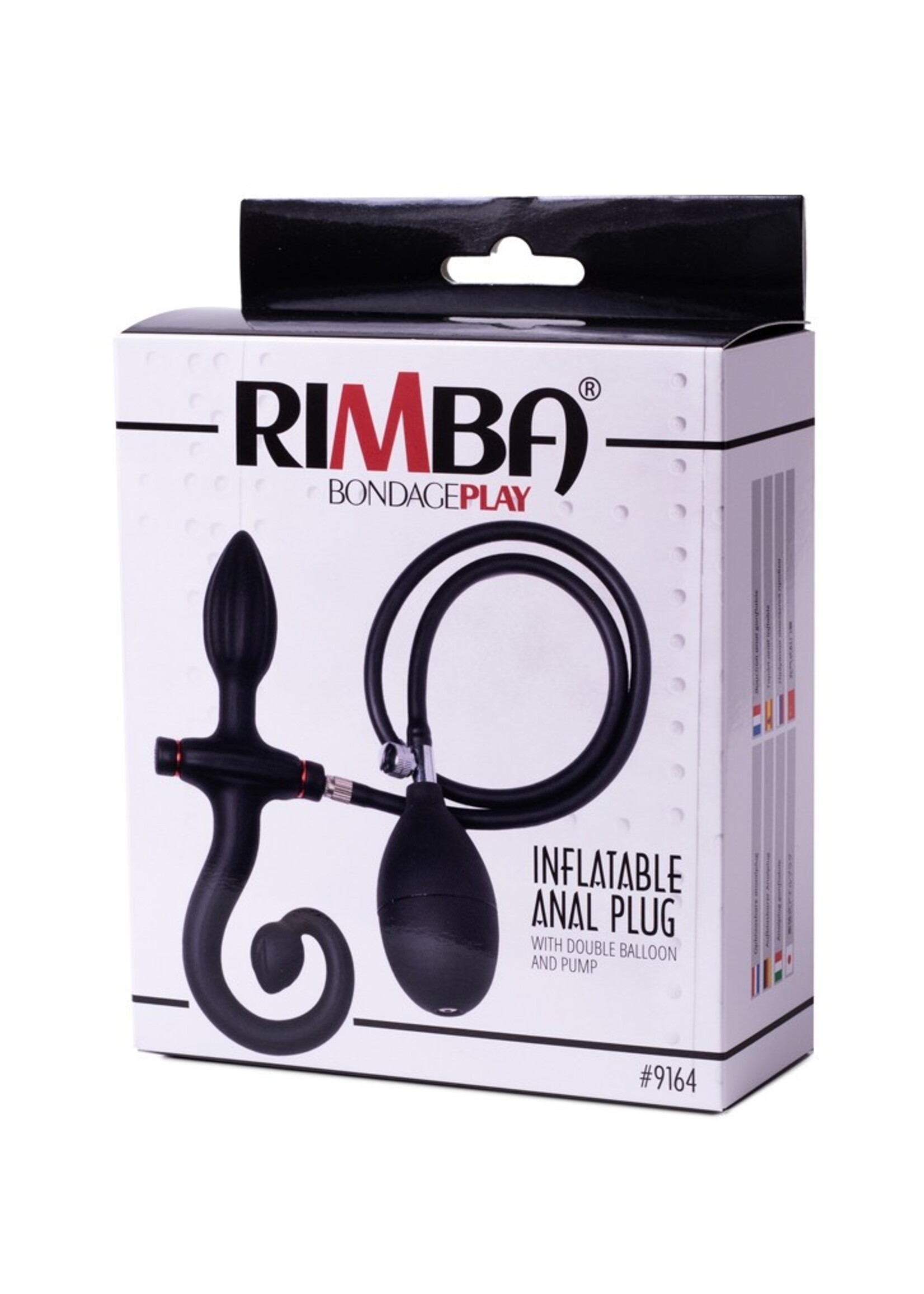 Rimba Latex Play Plug anal gonflable avec poignée et pompe - Noir