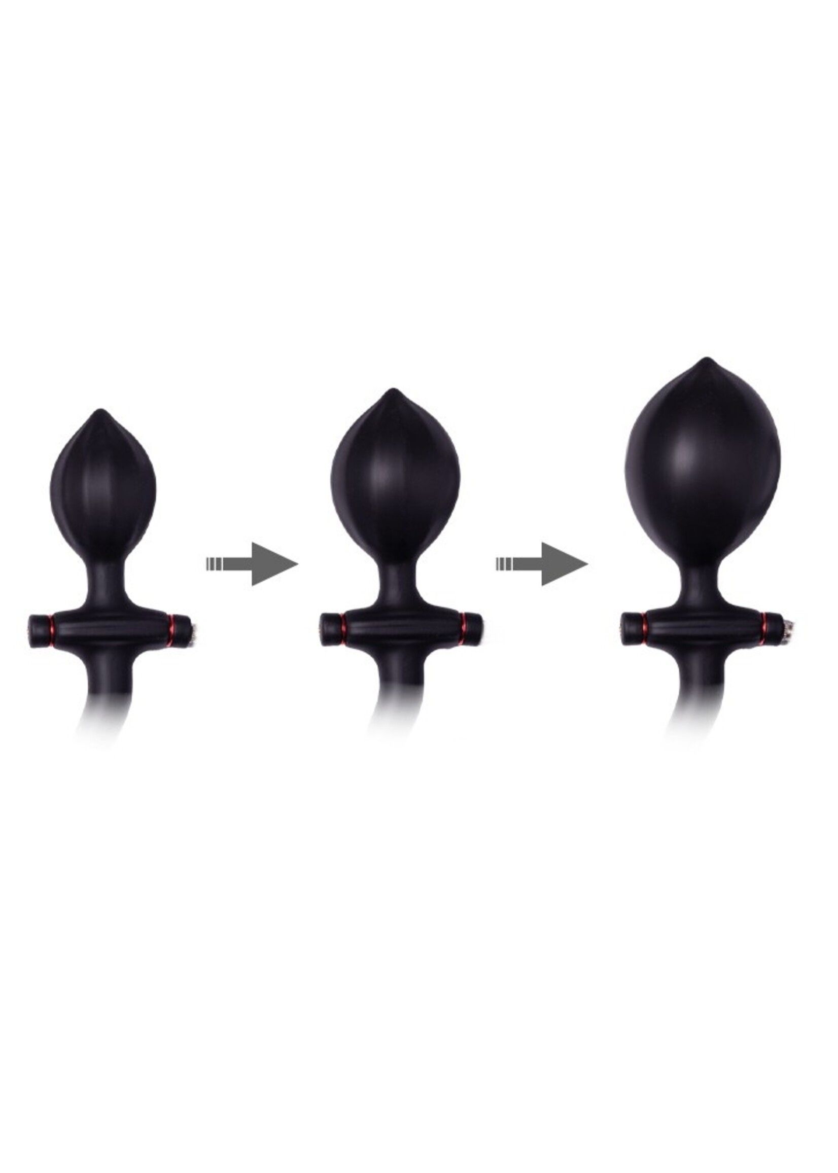 Rimba Latex Play Plug anal gonflable avec poignée et pompe - Noir