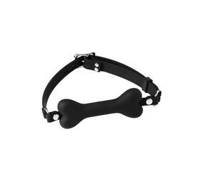 Rimba Latex Play Mondknevel met hondenbot - Zwart