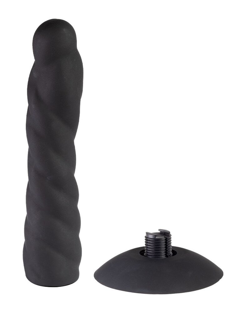 Rimba Latex Play Verwisselbare dildo voor strap-on met zuignap - Zwart - Ø3,4 x 17,5 cm