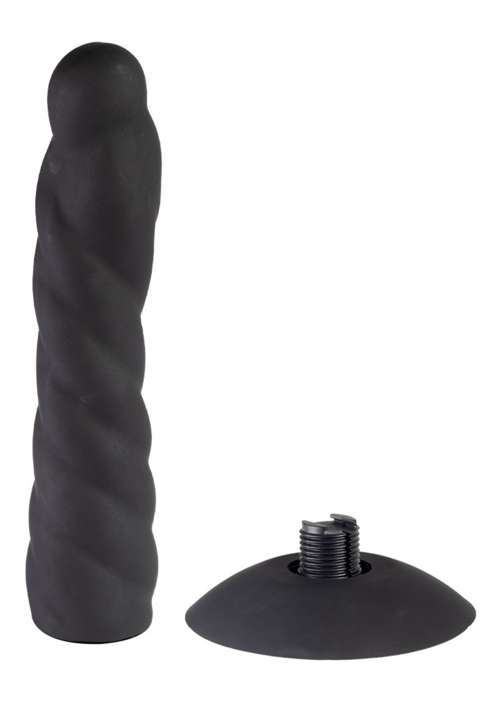 Rimba Latex Play Gode ceinture interchangeable avec ventouse - Noir - Ø3,4 x 17,5 cm