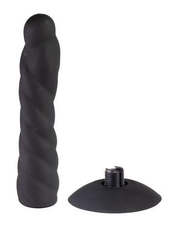 Rimba Latex Play Verwisselbare dildo voor strap-on met zuignap - Zwart - Ø3,4 x 17,5 cm