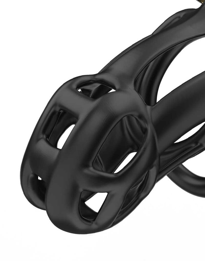 Rimba P-Cage PC01 - Keuschheitsgürtel mit 5 Ringen - Schwarz