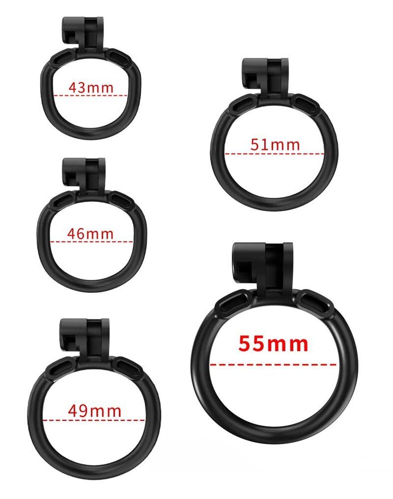 Rimba P-Cage PC01 - Keuschheitsgürtel mit 5 Ringen - Schwarz