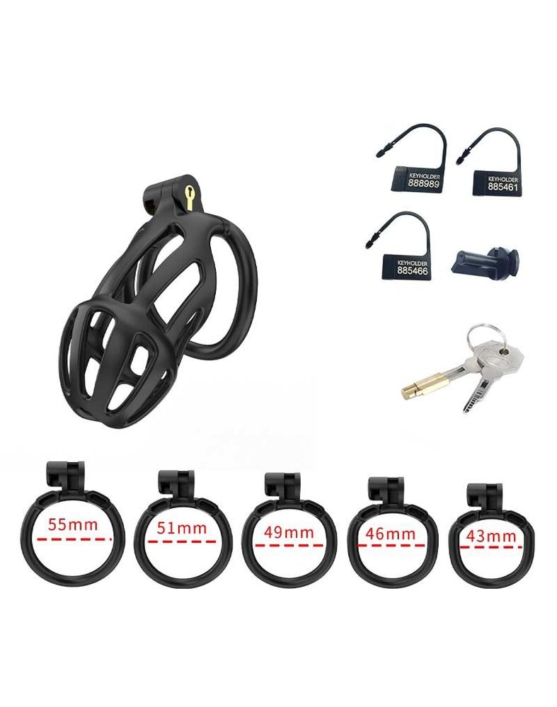 Rimba P-Cage Rimba P-Cage PC02 - Keuschheitsgürtel mit 5 Ringen - Schwarz Rimba P-Cage Rimba P-Cage PC02 - Keuschheitsgürtel mit 5 Ringen - Schwarz