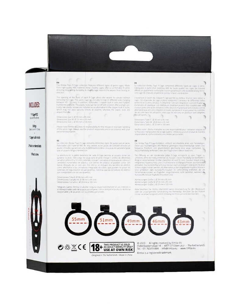 Rimba P-Cage PC02 – Cage de chasteté noire pour homme