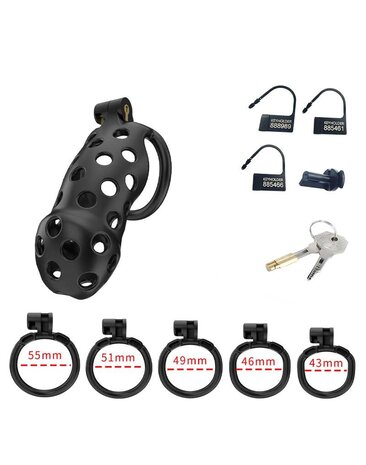 Rimba P-Cage Rimba P-Cage PC03 - Keuschheitsgürtel mit 5 Ringen - Schwarz Rimba P-Cage Rimba P-Cage PC03 - Keuschheitsgürtel mit 5 Ringen - Schwarz