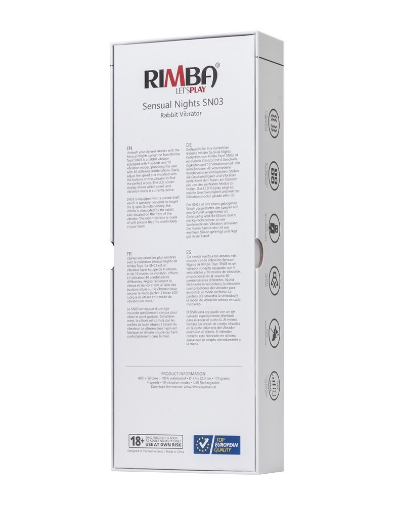 Rimba Toys Rimba Toys - Sensual Nights SN03 - Rabbit Vibrator - Black Rimba Toys Rimba Toys - Sensual Nights SN03 - Rabbit Vibrator - Black