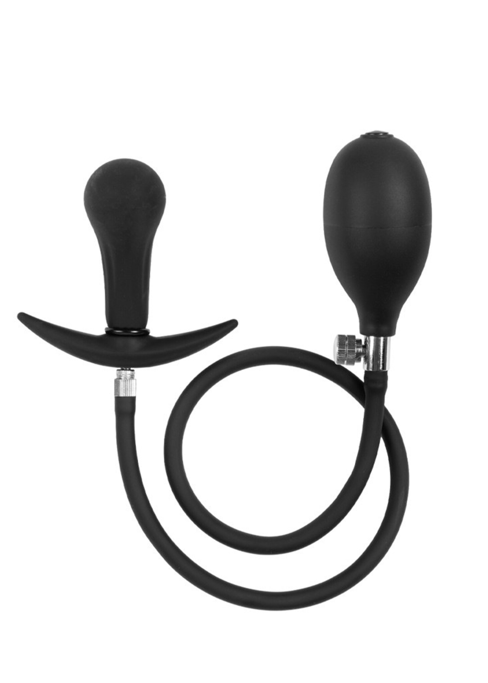 Rimba Latex Play Opblaasbare anaalplug met pomp - Zwart