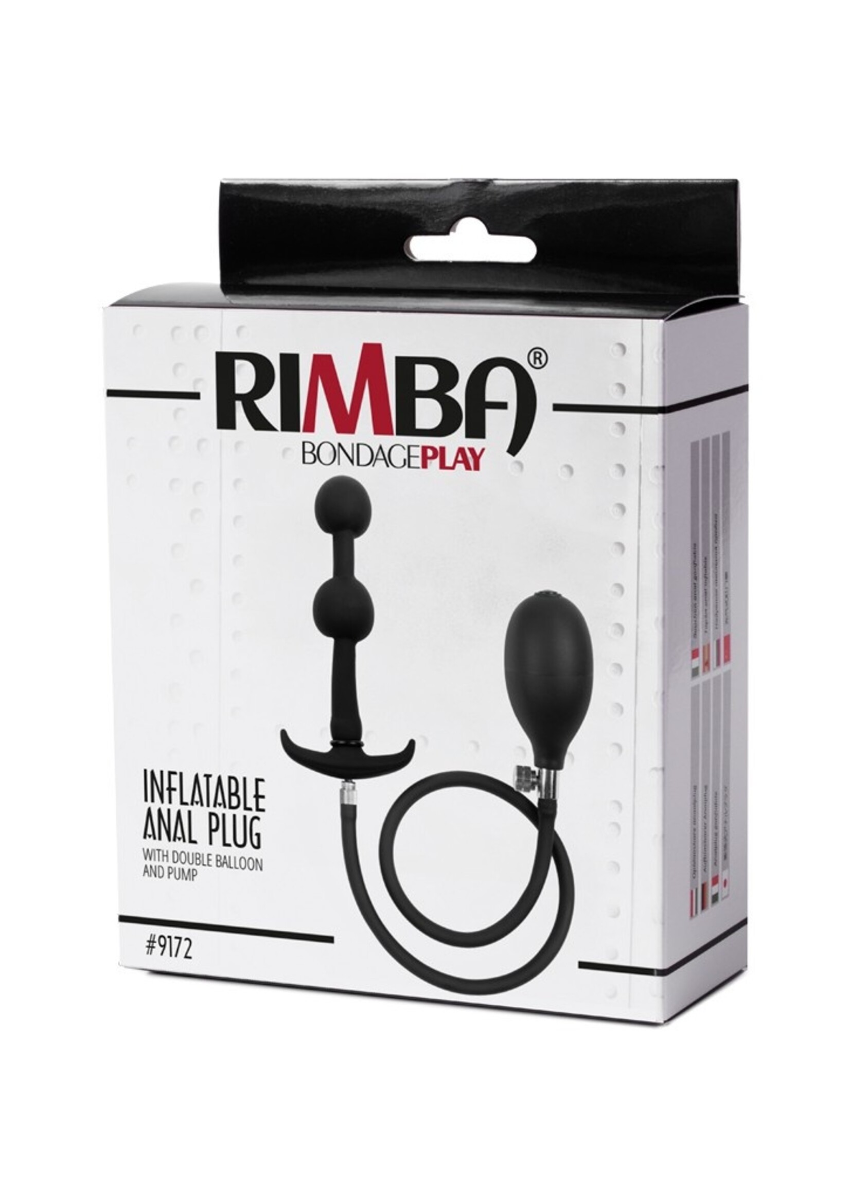 Rimba Latex Play Plug anal gonflable avec double ballon et pompe - Noir