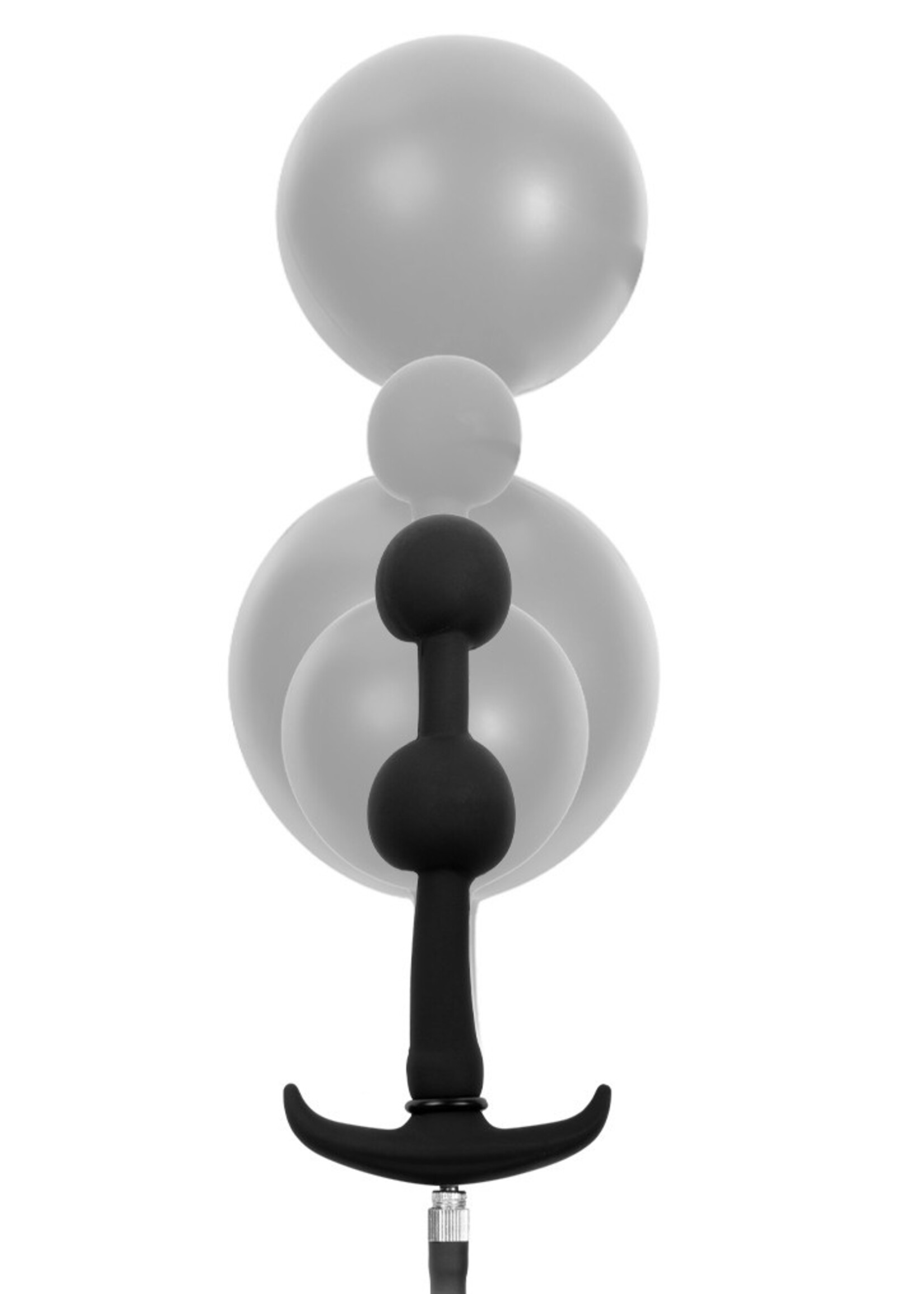 Rimba Latex Play Opblaasbare anaalplug met dubbele ballon en pomp - Zwart