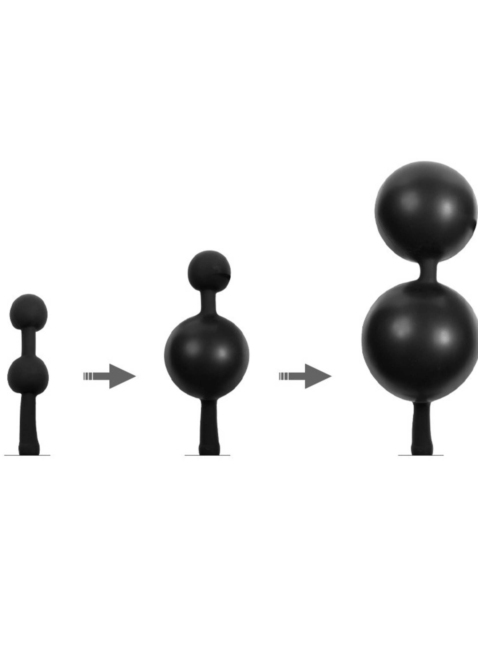 Rimba Latex Play Plug anal gonflable avec double ballon et pompe - Noir