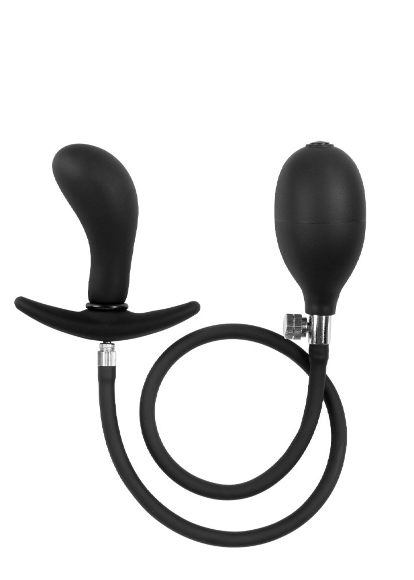 Rimba Latex Play Plug anal gonflable courbé avec pompe - Noir